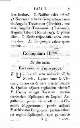 Colloquium III tium. De situ urbis