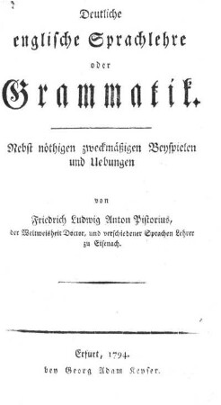 Deutliche englische Sprachlehre oder Grammatik