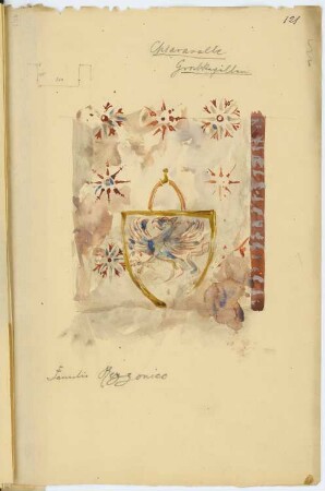 Kloster Chiaravalle Milanese, Mailand: Fresko in einer Grabkapelle, Wappen der Familie Rezzonico (aus: Skizzen- und Fotoalbum 3)