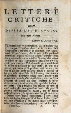 Lettere Critiche Giocose, Morali, Scientifiche, Ed Erudite, Tomo Settimo