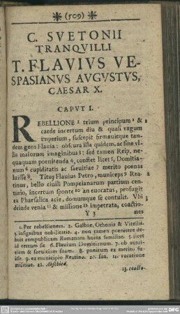 C. Suetonii Tranquilli T. Flavius Vespasianus Augustus Caesar X.