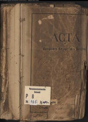 Protokollakten des Kreisgerichts Dorsten mit den Orten Bottrop, Dorsten, Erle, Gladbeck, Lembeck, Marl, Osterfeld und Wulfen (Juden G 1847-1874)