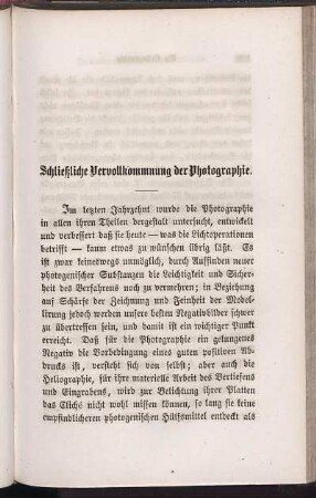 Schließliche Vervollkommnung der Photographie.
