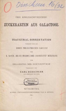 Über kohlenstoffreichere Zuckerarten aus Galactose