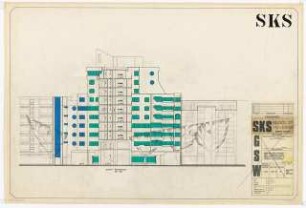 Sanierungsgebiet Kreuzberg Süd SKS, Wohnungsbau, Admiralstraße, Berlin-Kreuzberg: Ansicht von Westen, von Admiralstraße 1:100