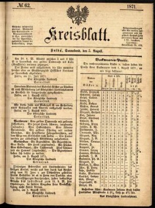 Ausgabe vom Samstag, den 05. August 1871.