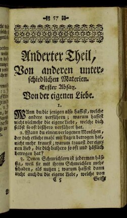 Anderter Theil, Von anderen unterschiedlichen Materien.
