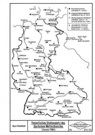 Synoptisches Stationsnetz des Deutschen Wetterdienstes (Januar 1986)