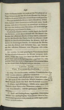 Vierter Titel. Von Vormundschaften