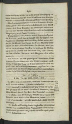 Vierter Titel. Von Vormundschaften