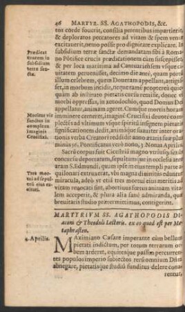 Martyrium SS. Agathopodis Diaconi et Theoduli Lectoris ...