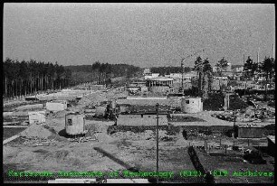 Baustelle des Klärwerks des Kernforschungszentrums Karlsruhe (KfK), von Süden