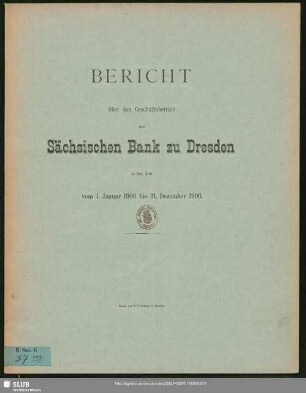 1906: Bericht : über das ... Geschäftsjahr ...