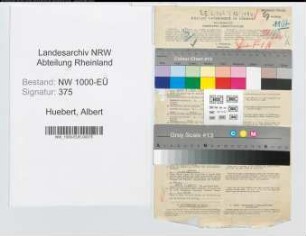 Entnazifizierung Albert Huebert, geb. 24.10.1904 (Finanzbeamter)