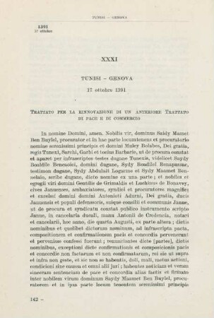 XXXI Tunisi - Genova 17 ottobre 1391