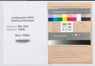 Entnazifizierung Walter Benz, geb. 16.11.1919 (Zollbeamter)