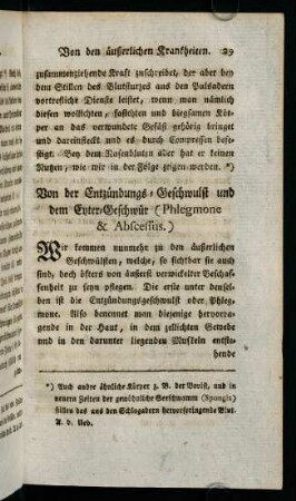 29-40, Von der Entzündungs-Geschwulst und dem Eyter-Geschwür (Phlegmone & Abscessus)