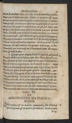 Caput III. De Universalibus Seu Praedicabilibus.