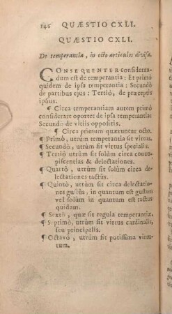 Quaestio CXLI. De temperantia, in octo articulos divisa.