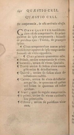 Quaestio CXLI. De temperantia, in octo articulos divisa.