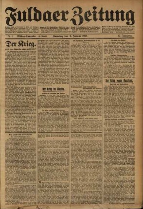 Zweite Ausgabe vom Samstag, den 02. Januar 1915.