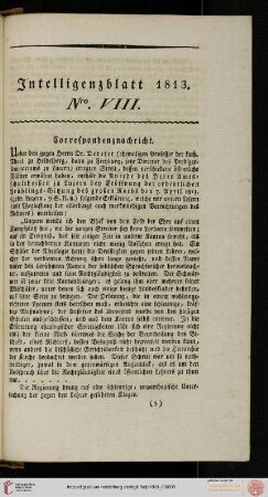 Intelligenzblatt Nro. VIII