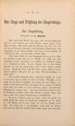 Aus Sage und Dichtung des Vogelsbergs.