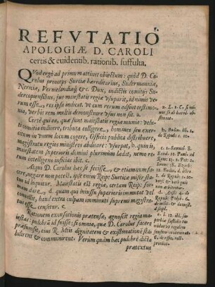 Refutatio Apologiae D. Caroli certis & evidentib. rationib. suffulta.