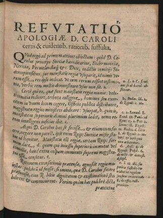 Refutatio Apologiae D. Caroli certis & evidentib. rationib. suffulta.