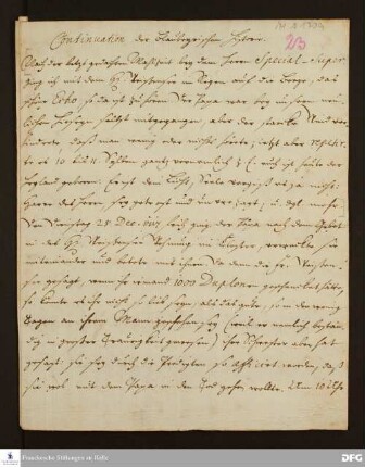 Brief von Gotthilf August Francke an Anna Magdalena Francke.