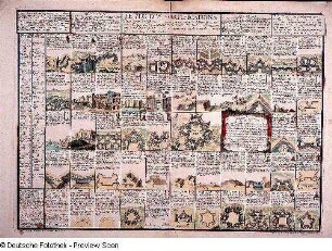 Le jeu des fortifications : Le jeu des fortifications. Kupferstich, koloriert; 49,4 x 69 cm. um 1698