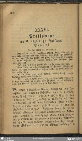 XXXVI. Pṙatkowaṅe na 6. ṅeżelu po Jatschach, Exaudi