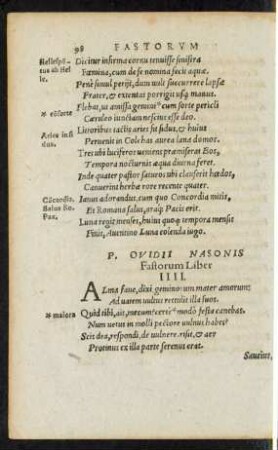 P. Ovidii Nasonis Fastorum Liber IIII.