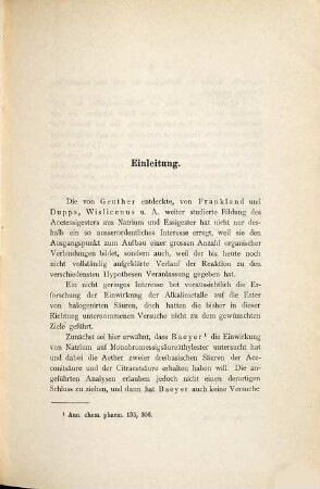 Über die Einwirkung von Natrium auf Monochloressigsäure-Äthylester