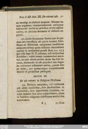 Sectio III. De usu rationis in Religione Christiana.