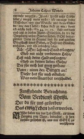 Funffzehende Betrachtung. Vom Verdienst Christi.