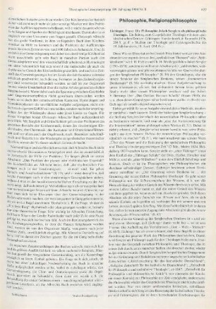 622-623 [Rezension] Eichinger, Franz, Die Philosophie Jakob Senglers als philosophische Theologie