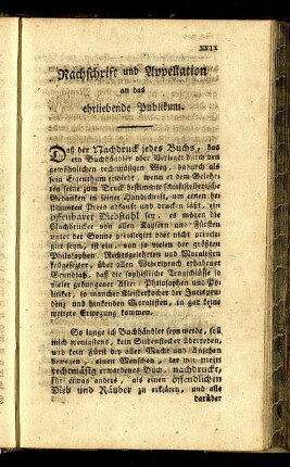 Nachschrift und Appellation an das ehrliebende Publikum.