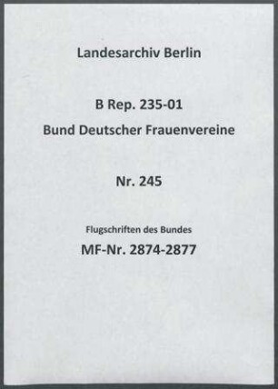 Flugschriften des Bundes