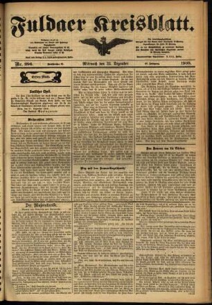 Erste Ausgabe vom Mittwoch, den 23. Dezember 1908.