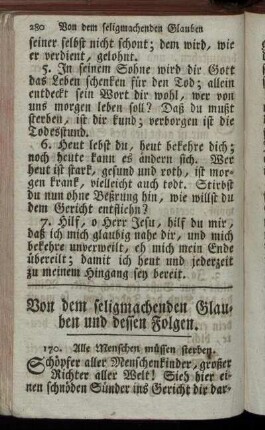 Von dem seligmachenden Glauben und dessen Folgen.