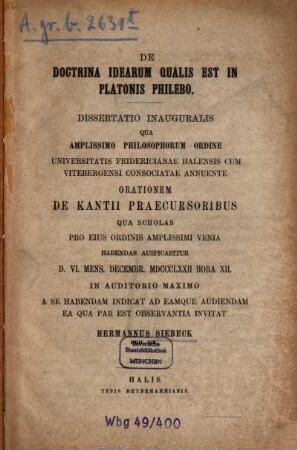 De doctrina idearum qualis est in Platonis Philebo