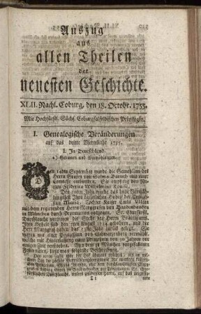XLII. Nachl. Coburg, den 18. Octobr. 1755.