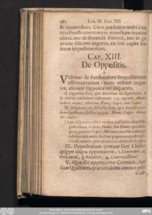 Cap. XIII. De Oppositis.