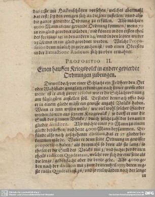 Propositio II. Einen hauffen Kriegsvolck in andere gevierdte Ordnungen zubringen.