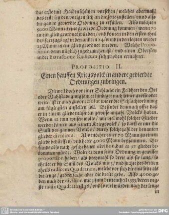 Propositio II. Einen hauffen Kriegsvolck in andere gevierdte Ordnungen zubringen.