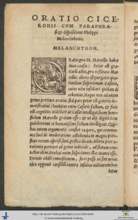 Oratio Ciceronis Cum Paraphrasi et dispositione Philippi Melanchthonis