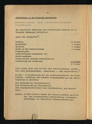 Abänderungen in den einzelnen Disziplinen