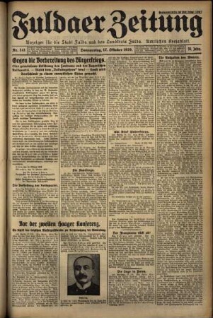 Ausgabe vom Donnerstag, den 17. Oktober 1929.