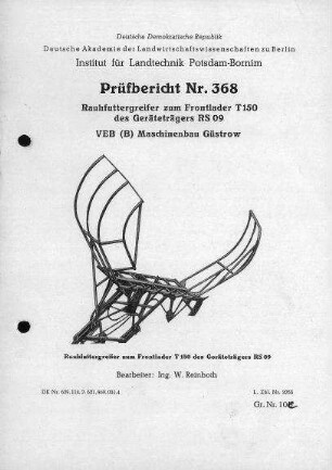 Rauhfuttergreifer zum Frontlader T 150 des Geräteträgers RS 09